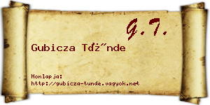 Gubicza Tünde névjegykártya